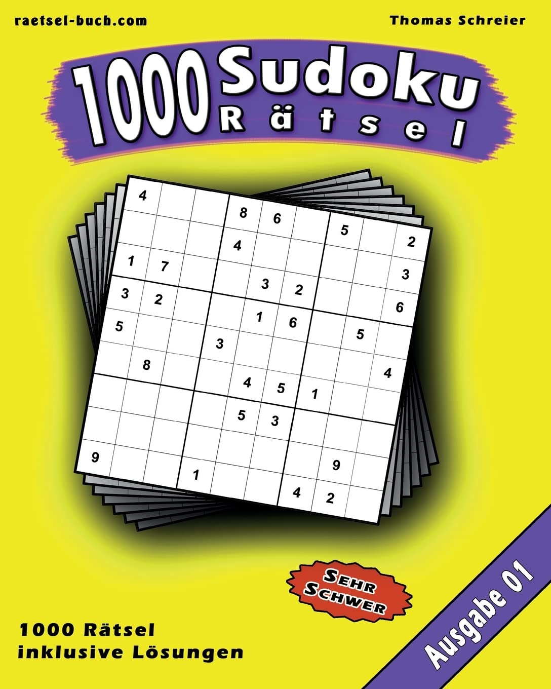 1000 Sudoku Rätsel: Schwere 9x9 Sudoku mit Lösungen